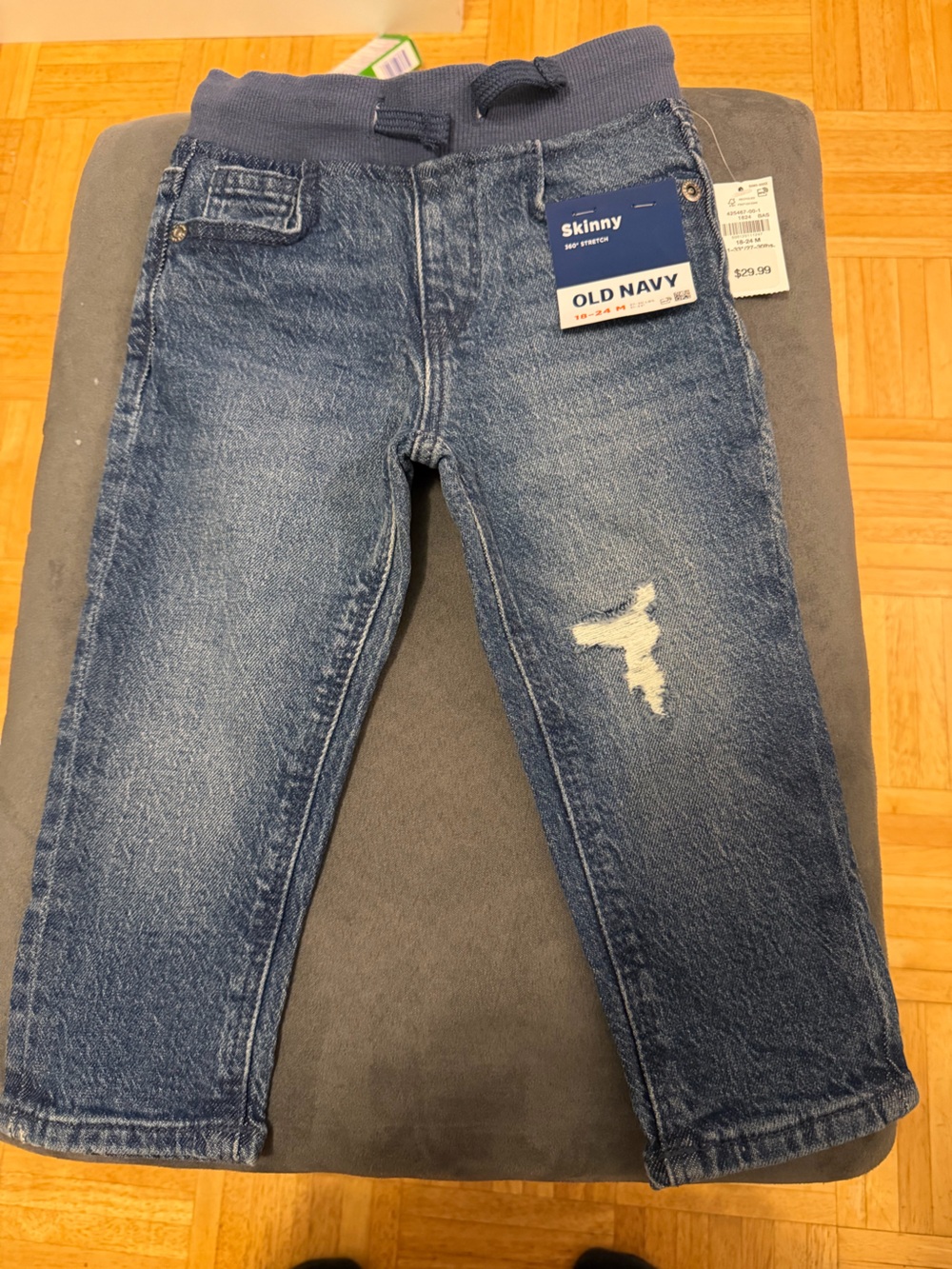 Old Navy Toddler Boys Medium Blue Skinny Jeans with Distressed Detail